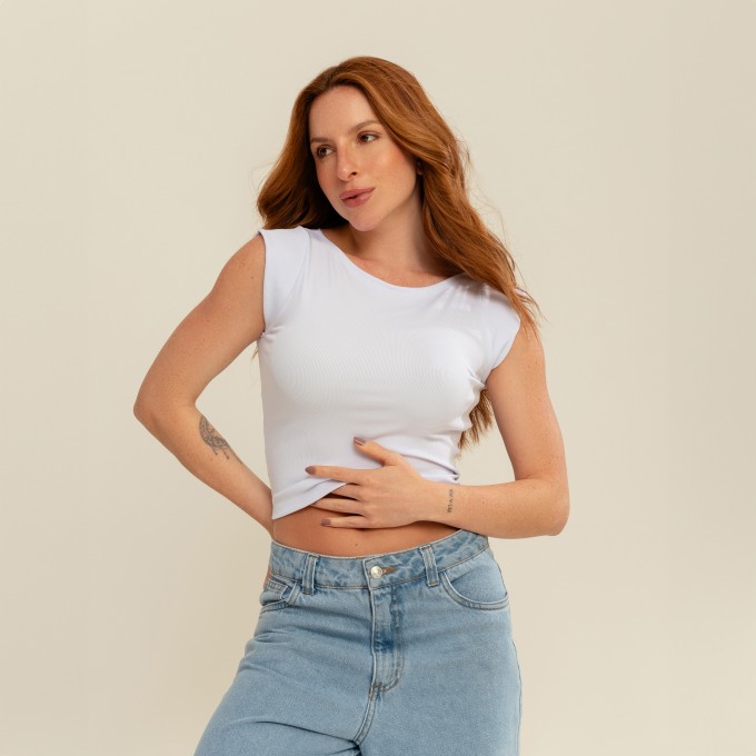 Blusa Curta Manguinha Dupla