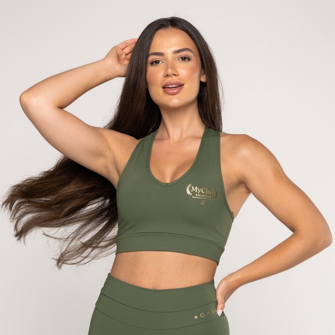 Top nadador decote My Club Verde Militar