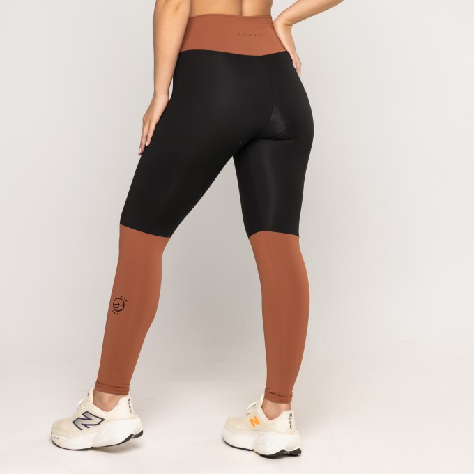 Legging Recorte Club Bicolor Marrom