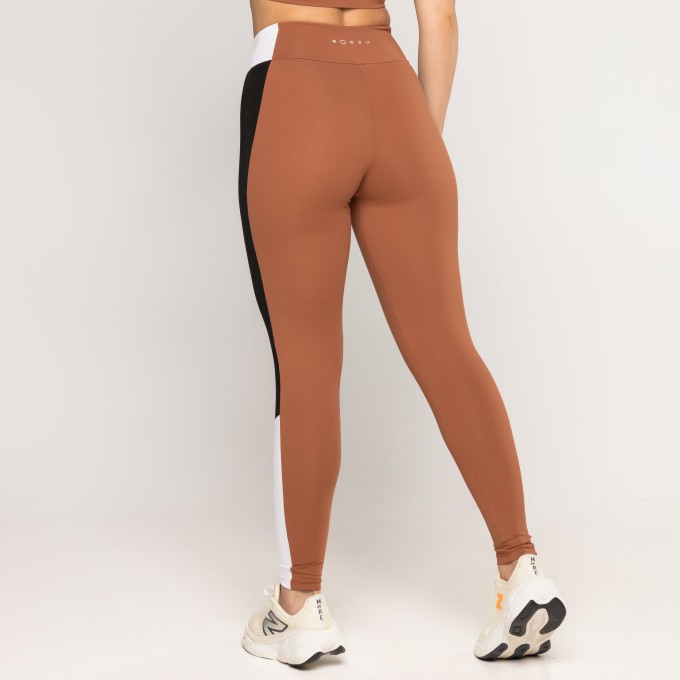 Legging Recortes Tricolor Club Marrom Terra