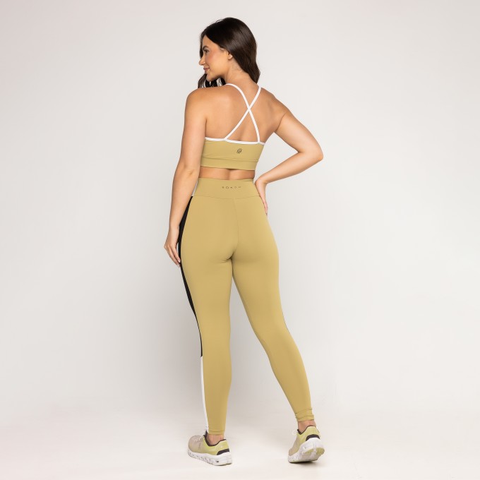 Legging Recortes Tricolor Club Verde Folhagem
