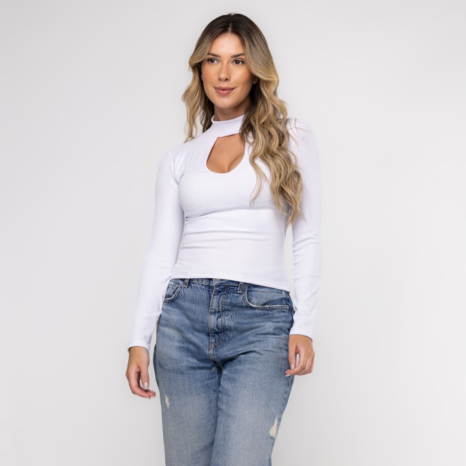 Blusa Gola Decote Manga