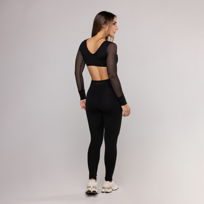 Macacão Fenda Manga Tela