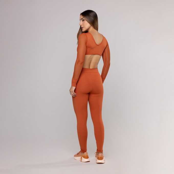 Macacão Fenda Manga Tela