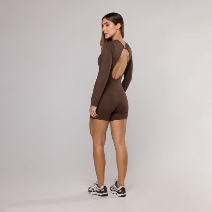 Macaquinho Manga Bolso Tela