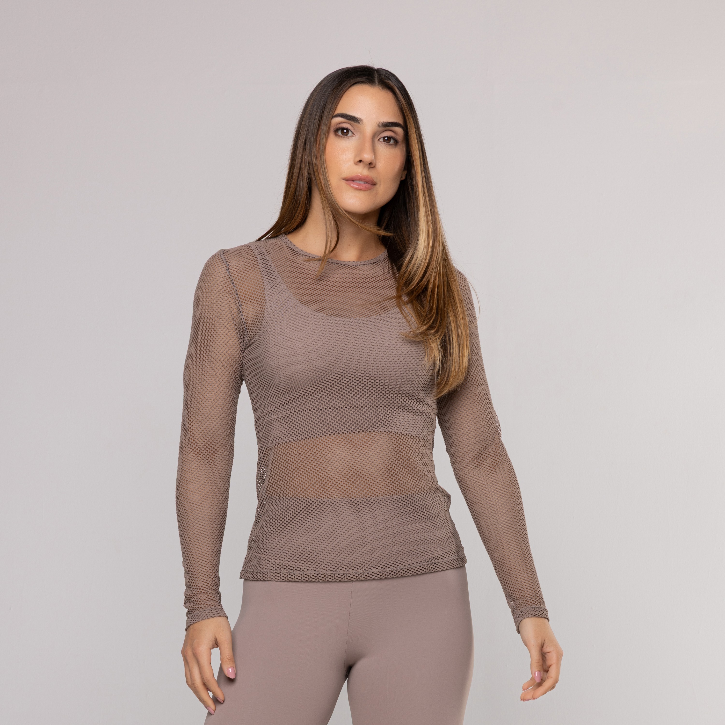 Blusa Manga Longa Tela Cinza Dusty - Borju