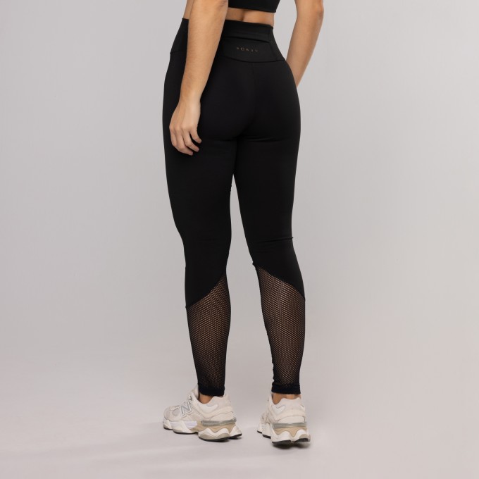 Legging Detalhe Tela Perna Preta