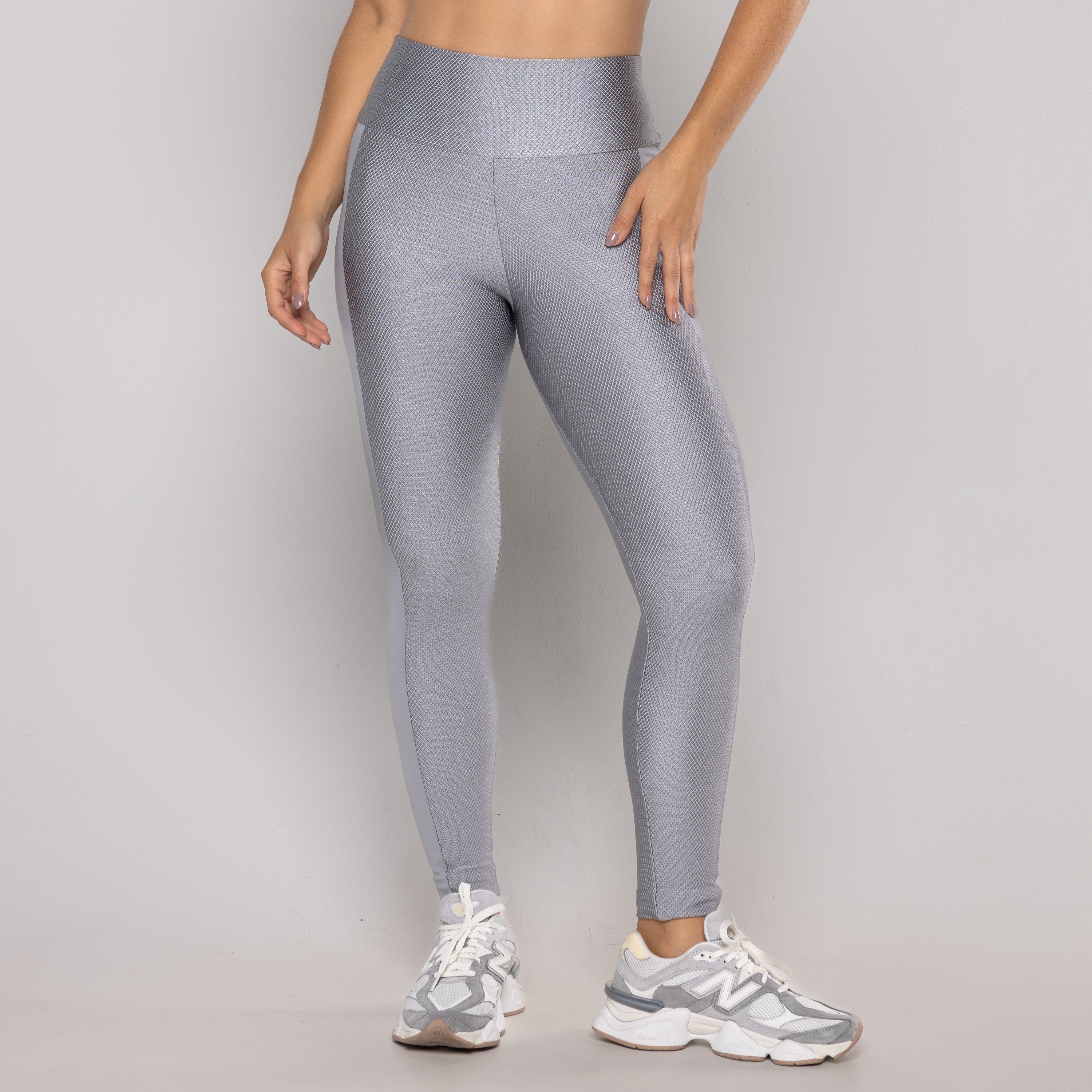 Legging Faixa Lateral Textura Cinza Médio - Borju