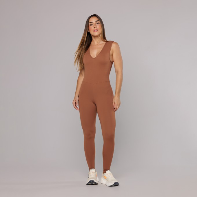 Macacão Decote V Decote Costas Liso