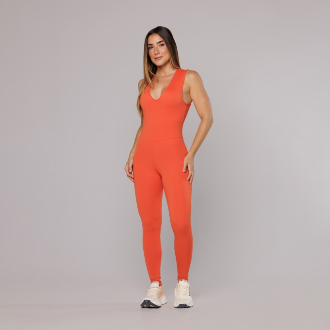 Macacão Decote V Decote Costas Liso