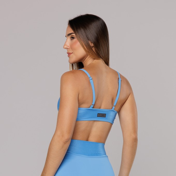 Top Curva Viés Glow Blue