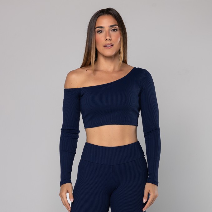 Blusa Canelada Assimétrica