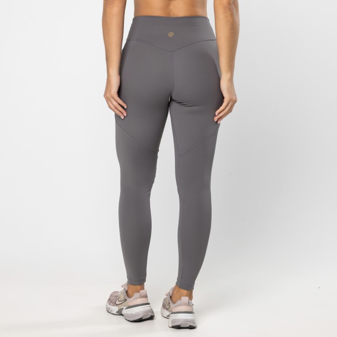 Legging Bolsos Recortes Muse Cinza Fumê