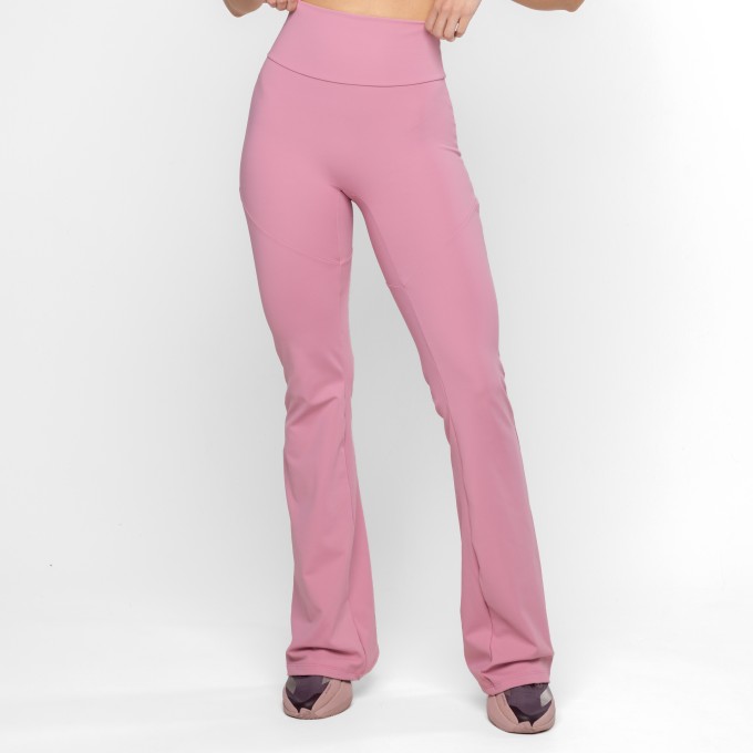 Calça Flare Básica Recortes Rosê