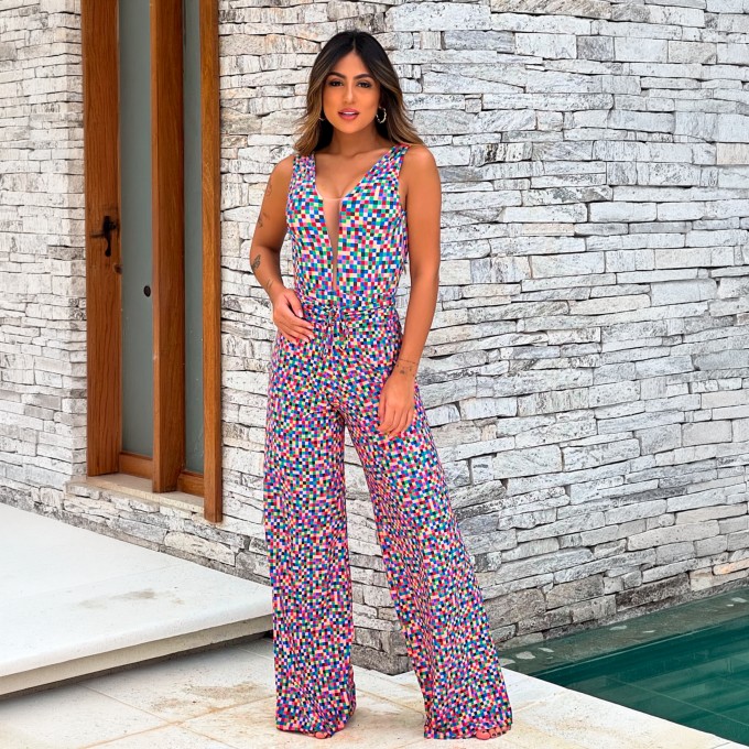 Calça Franzido Cós Poliamida Premium Quadrado